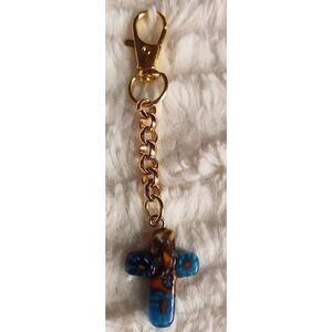 Glass Cross small bag charm clip rear view mirror gift Easter Basket colorful